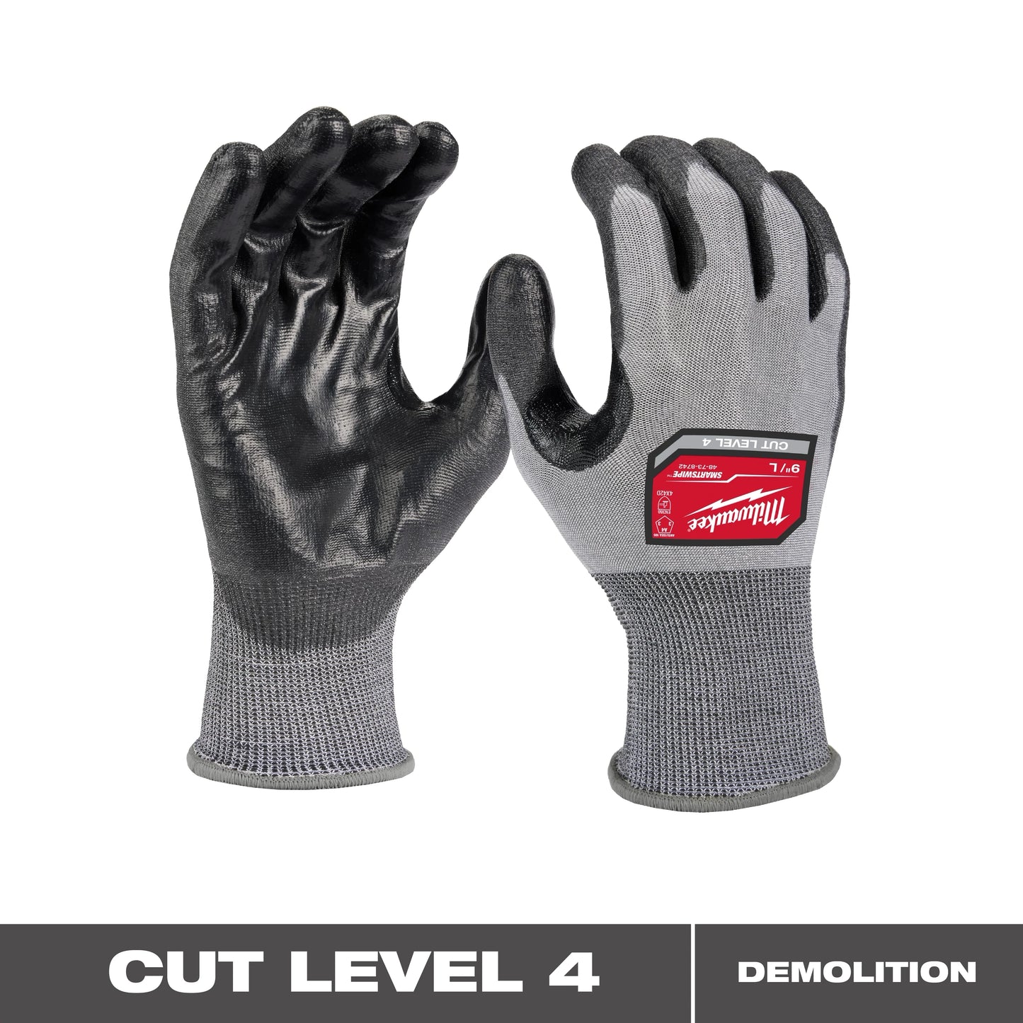 Milwaukee Tool 48-73-8741 Cut Level 4 High Dexterity Polyurethane Dipped Gloves (M), 6 PR/PK