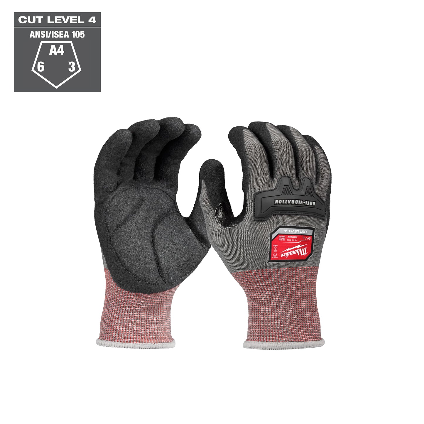Milwaukee Tool 48-73-8762 Anti-Vibration Cut Level 4 High Dexterity Nitrile Dipped Glove - L, 1 PR