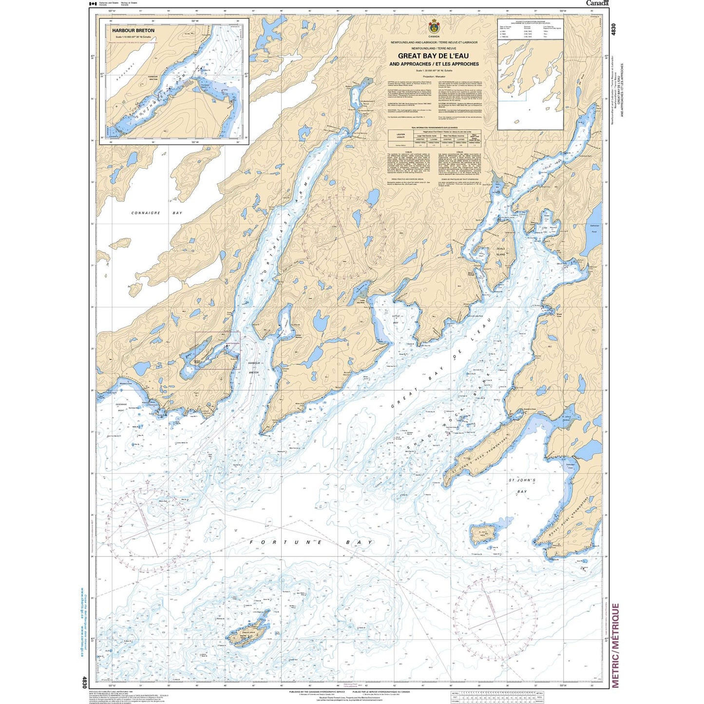 Paradise Clay CAN4830 CHS Chart Great Bay de l'Eau and Approaches/et les approches