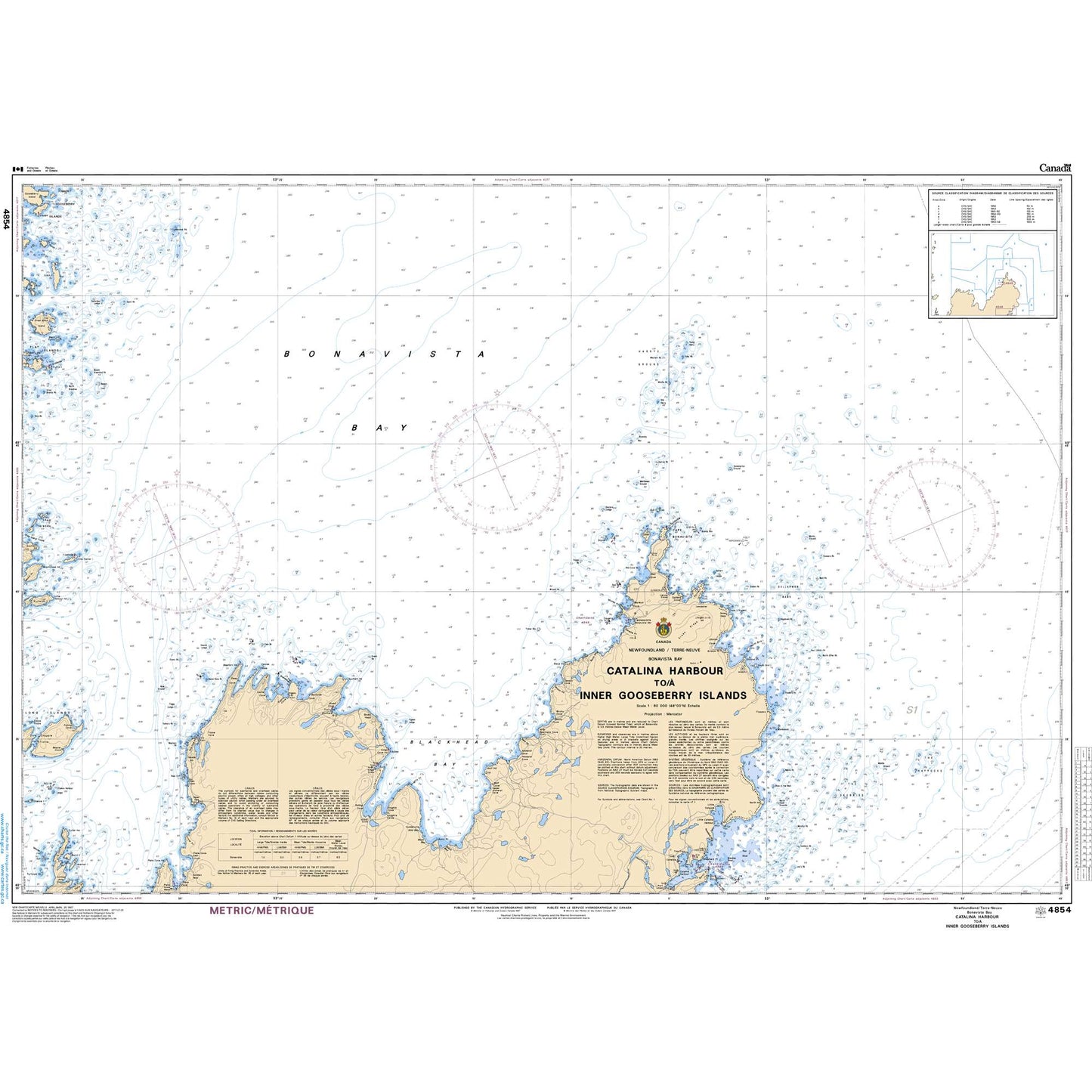 Paradise Clay CAN4854 CHS Chart Catalina Harbour to / Inner Gooseberry Islands