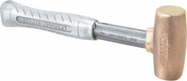 American Hammer AM3BRAG Non-Marring Hammer, 3 lb, 1-1/2" Face Dia, Brass Head
