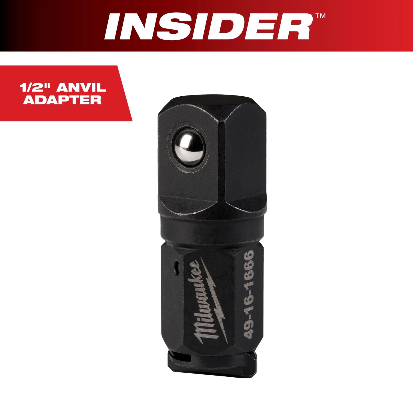 Milwaukee Tool 49-16-1666 INSIDER Box Ratchet 1/2" Anvil Adapter, 1 EA
