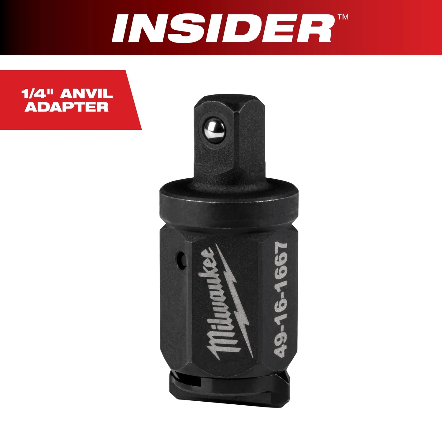 Milwaukee Tool 49-16-1667 INSIDER Box Ratchet 1/4" Anvil Adapter, 1 EA