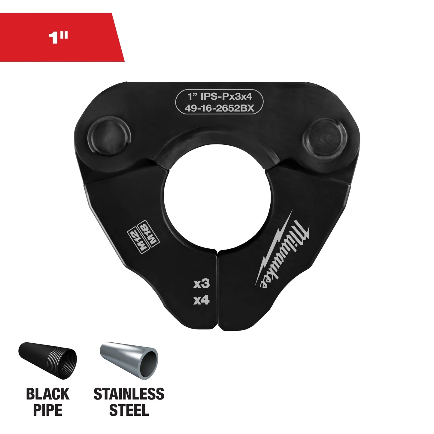 Milwaukee Tool 49-16-2652BX 1" IPS-P Pivoting Press Ring for M18 & M12 FORCE LOGIC Press Tools, 1 EA