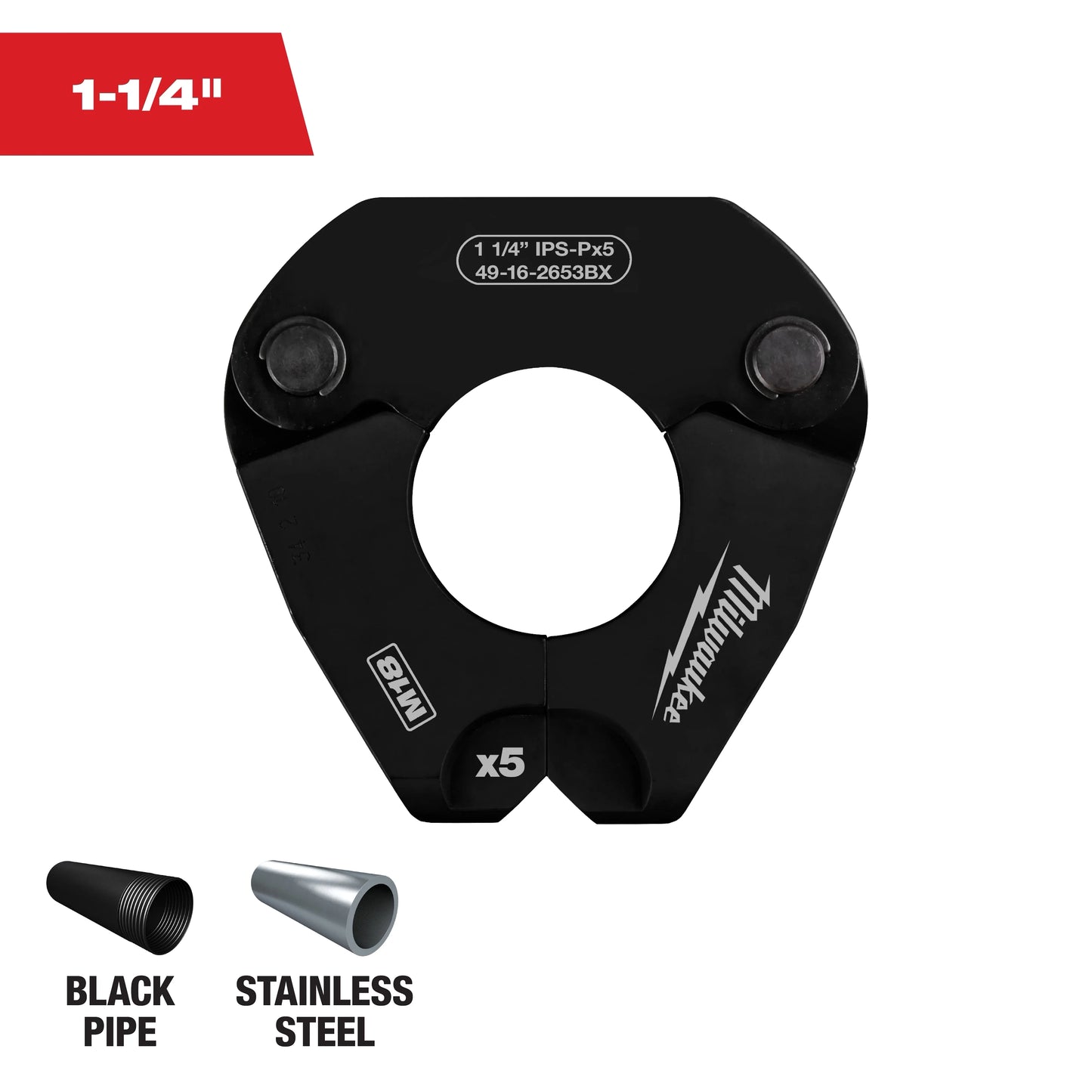 Milwaukee Tool 49-16-2653BX 1-1/4" IPS-P Pivoting Press Ring for M18 FORCE LOGIC Press Tools, 1 EA