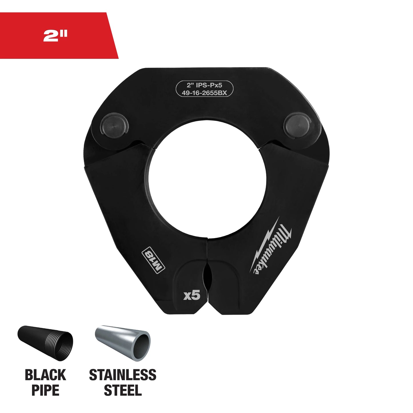 Milwaukee Tool 49-16-2655BX 2" IPS-P Pivoting Press Ring for M18 FORCE LOGIC Press Tools, 1 EA