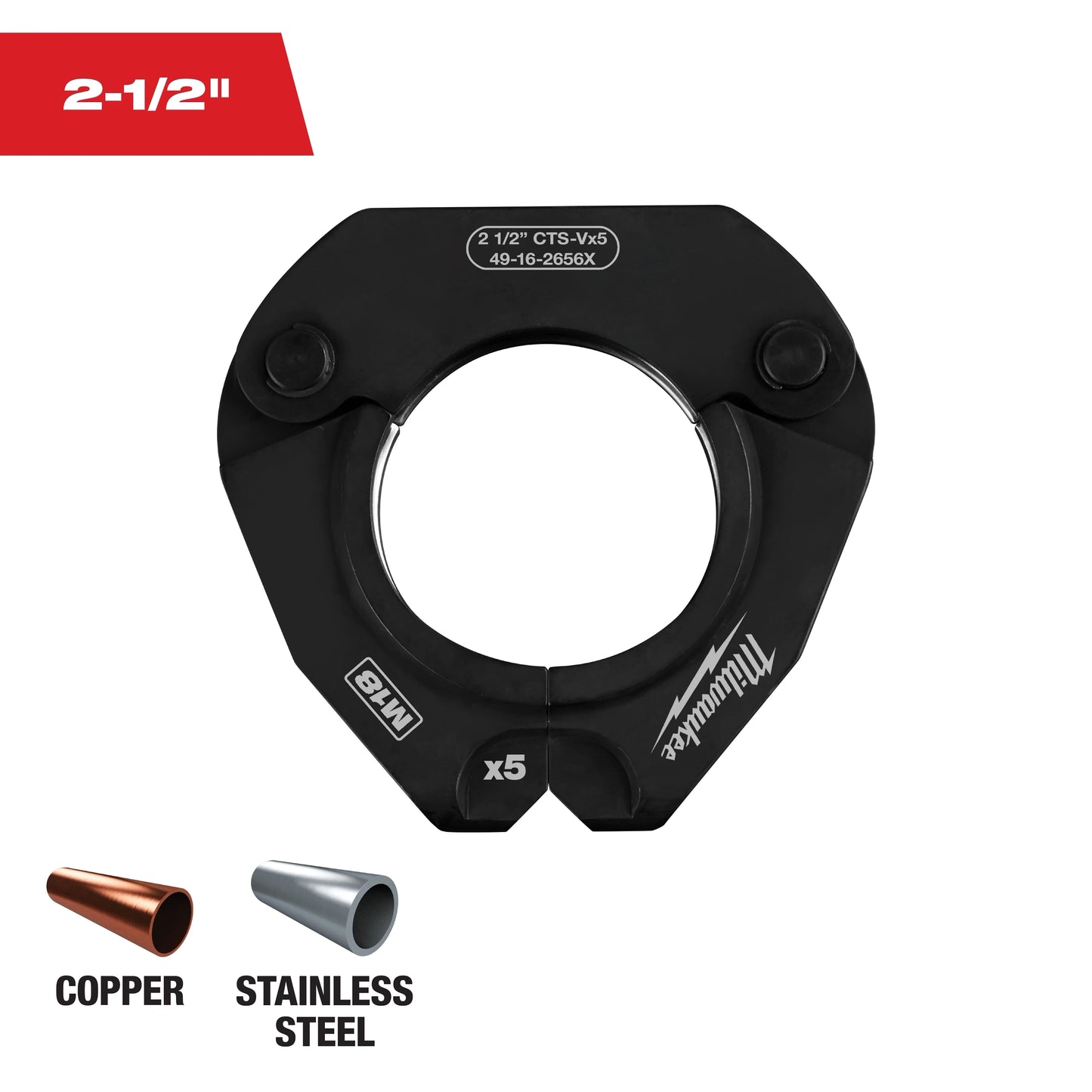 Milwaukee Tool 49-16-2656X 2-1/2" CTS-V Pivoting Press Ring for M18 FORCE LOGIC Press Tools, 1 EA