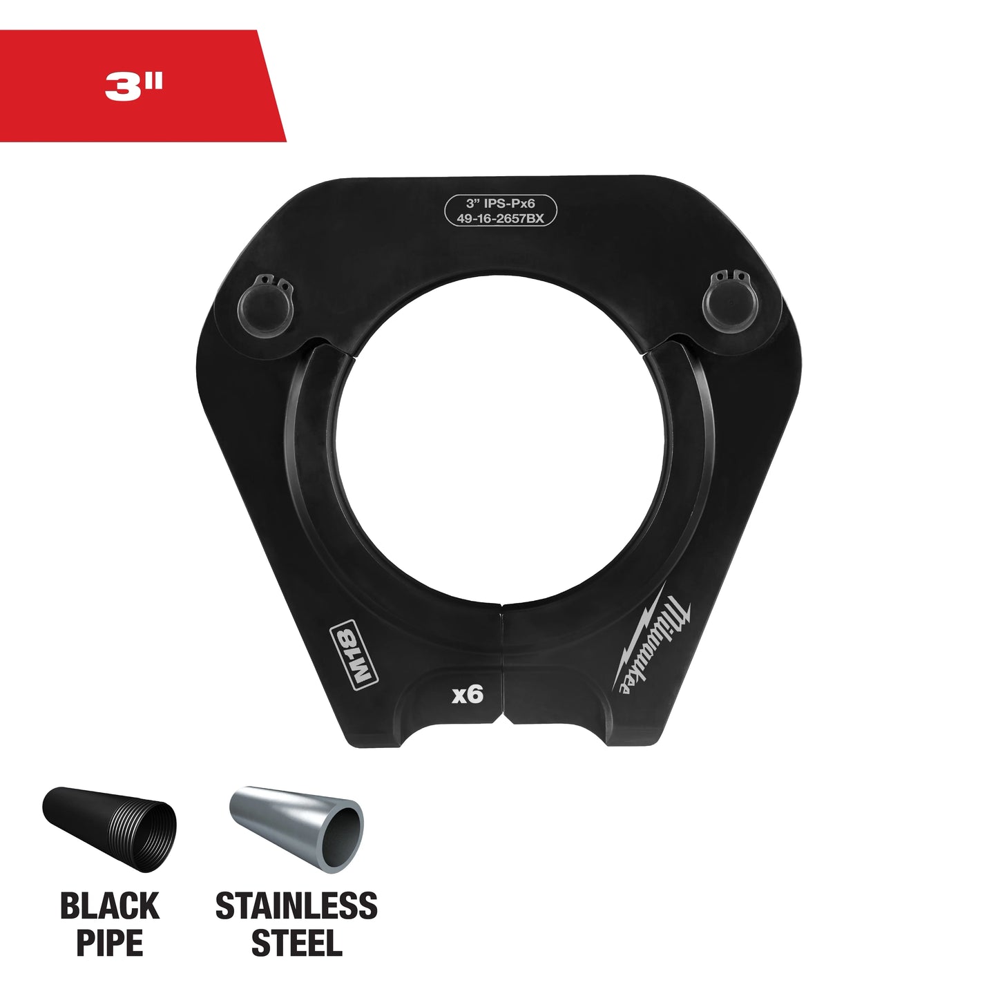 Milwaukee Tool 49-16-2657BX 3" IPS-P Pivoting Press Ring for M18 FORCE LOGIC Long Throw Press Tool, 1 EA