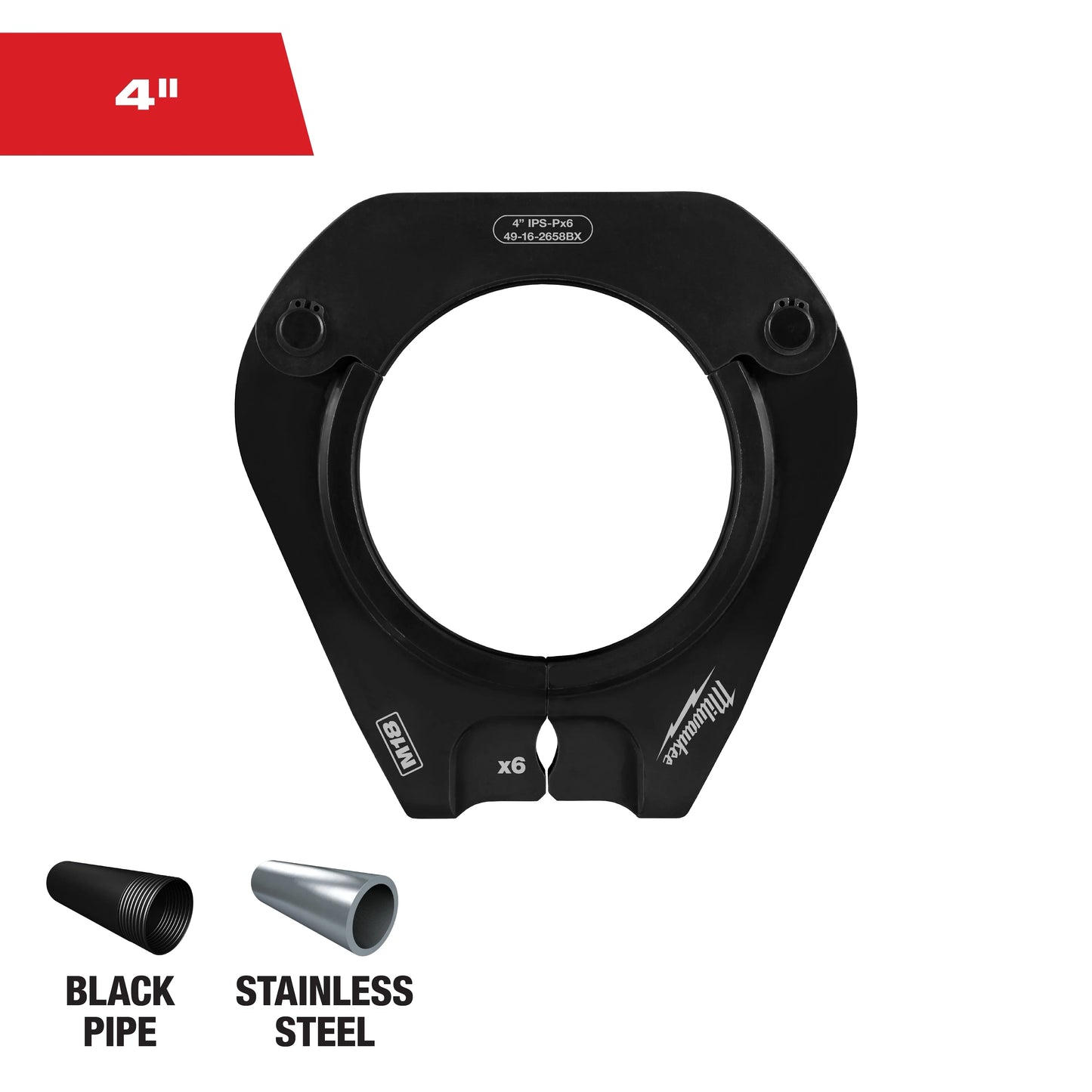 Milwaukee Tool 49-16-2658BX 4" IPS-P Pivoting Press Ring for M18 FORCE LOGIC Long Throw Press Tool, 1 EA
