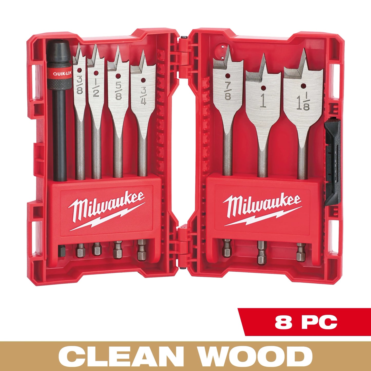 Milwaukee Tool 49-22-0175 8PC Flat Boring Bit 6" Universal Set, 1 ST