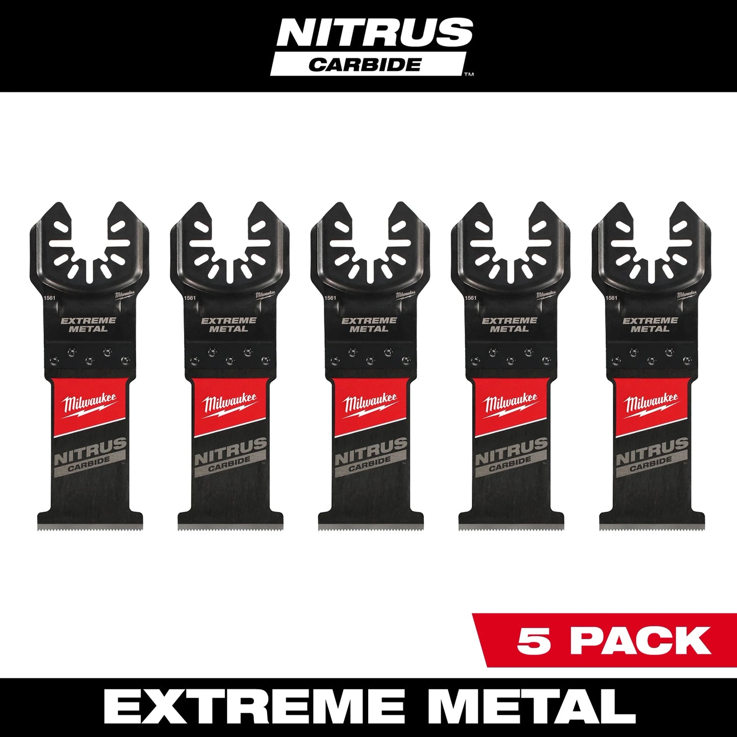 Milwaukee Tool 49-25-1565 NITRUS Carbide Extreme Metal Universal Fit OPEN-LOK Multi-Tool Blade, 5 EA/PK