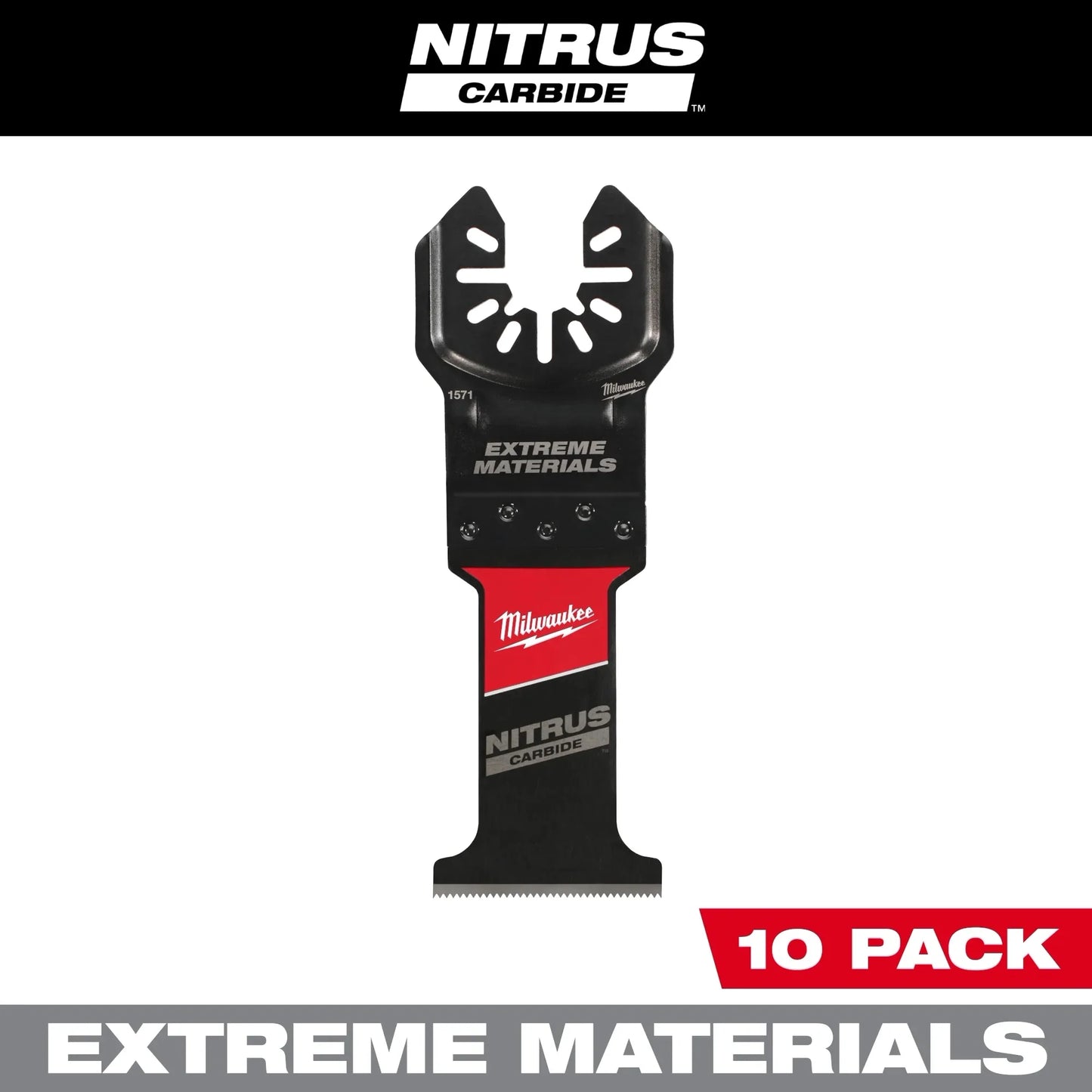 Milwaukee Tool 49-25-1579 Universal Fit OPEN-LOK NITRUS CARBIDE Extreme Materials Multi-Tool Blade, 10 EA/PK