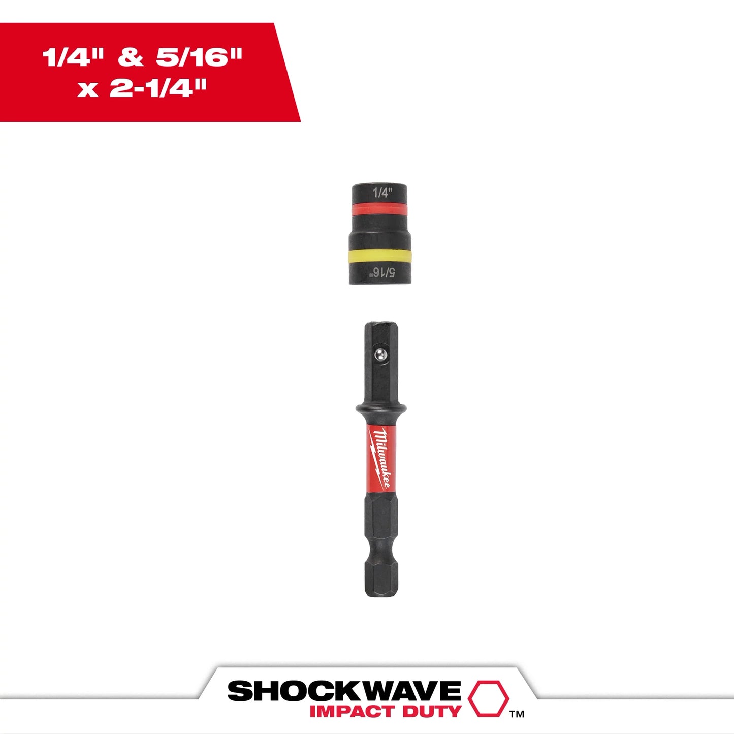 Milwaukee Tool 49-66-4542 SHOCKWAVE™ Impact Duty 1/4” and 5/16” x 2-1/4” QUIK-CLEAR™ 2-in-1 Magnetic Nut Driver, 1 EA