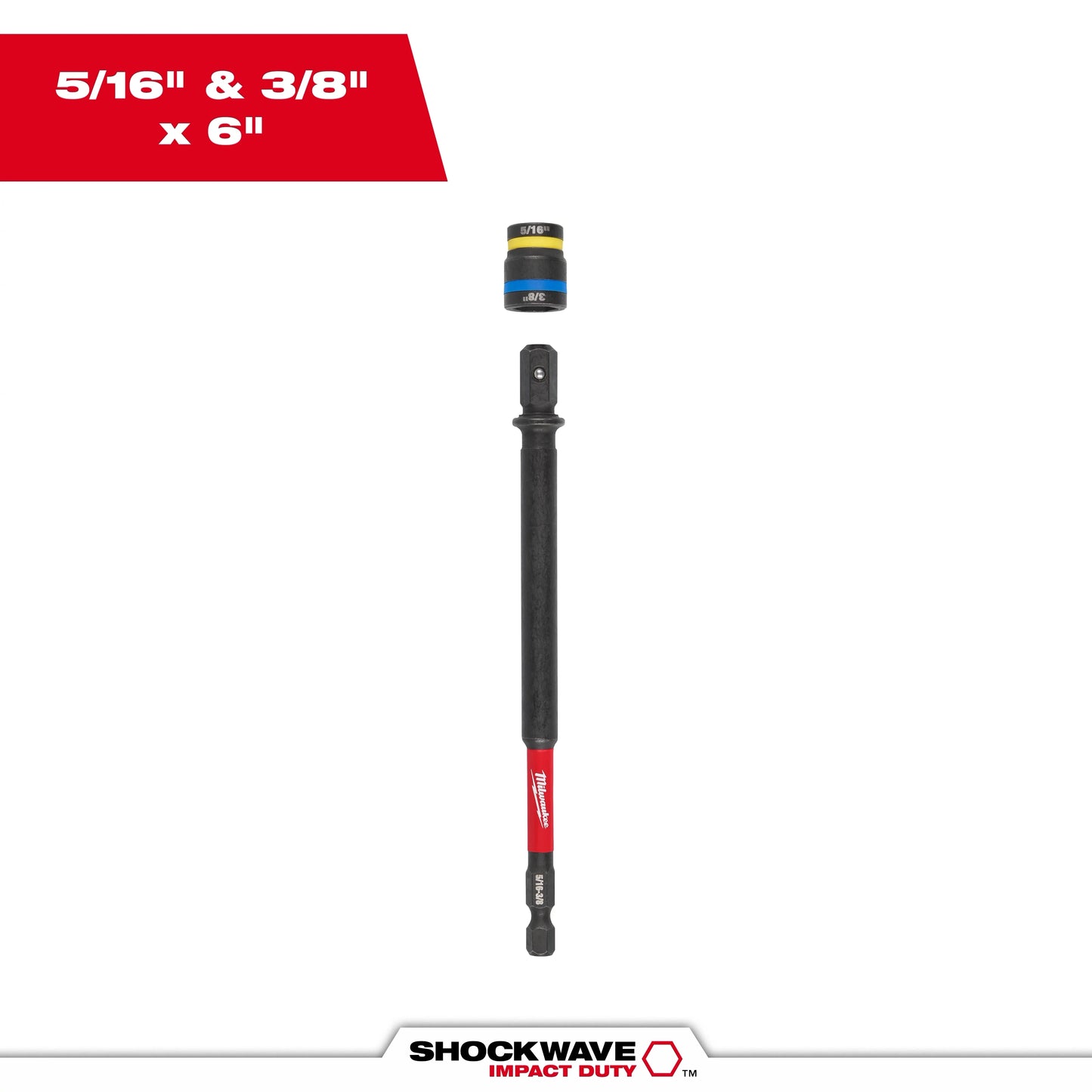 Milwaukee Tool 49-66-4746 5/16" and 3/8" x 6" SHOCKWAVE Impact Duty QUIK-CLEAR 2-in-1 Magnetic Nut Driver, 1 EA