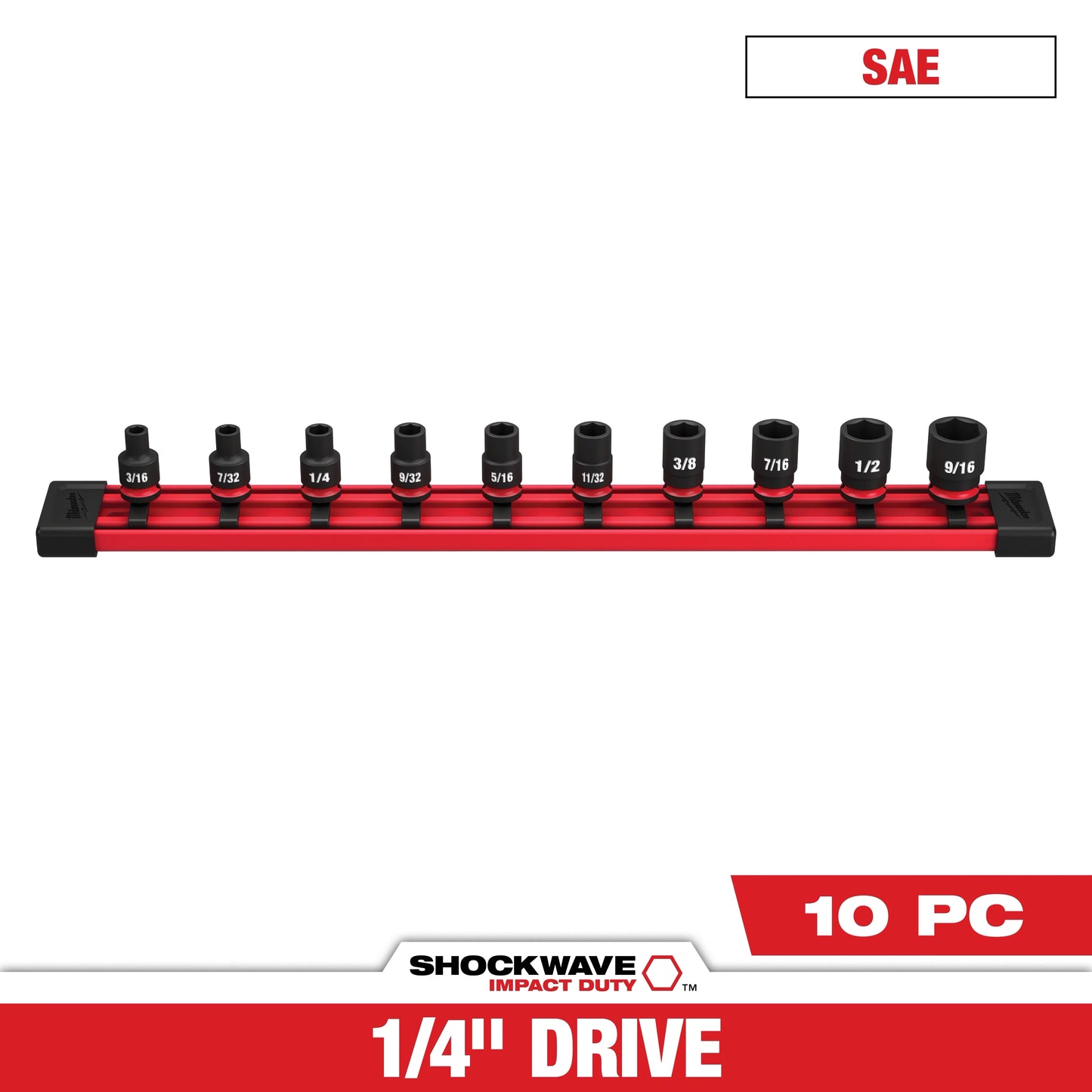 Milwaukee Tool 49-66-7000 10PC SHOCKWAVE™ Impact Duty SAE Standard 6 Point Socket Set, 1 ST