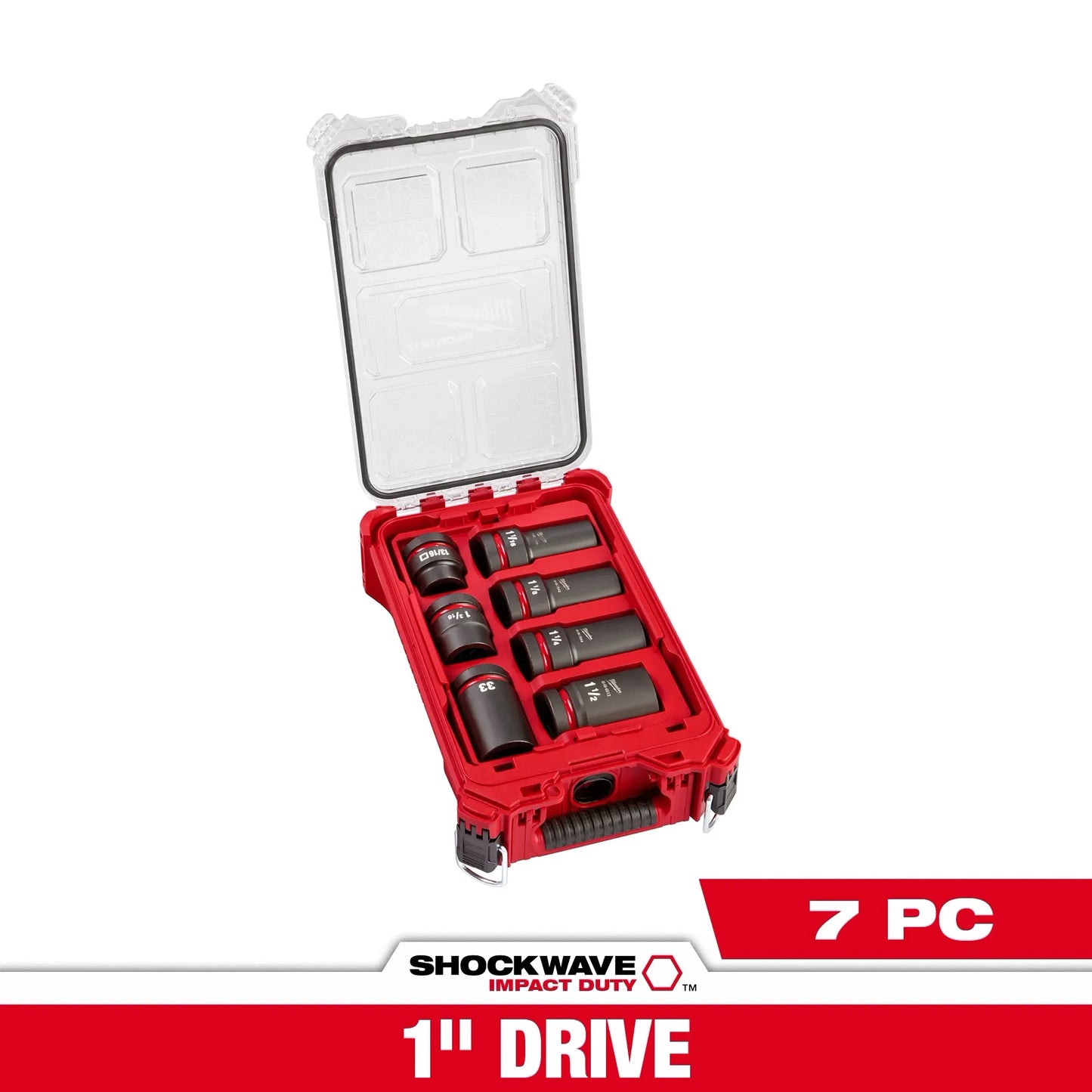 Milwaukee Tool 49-66-7840 SHOCKWAVE™ Impact Duty 1” Drive 7PC MM & SAE Wheel Service Socket with PACKOUT™, 1 ST