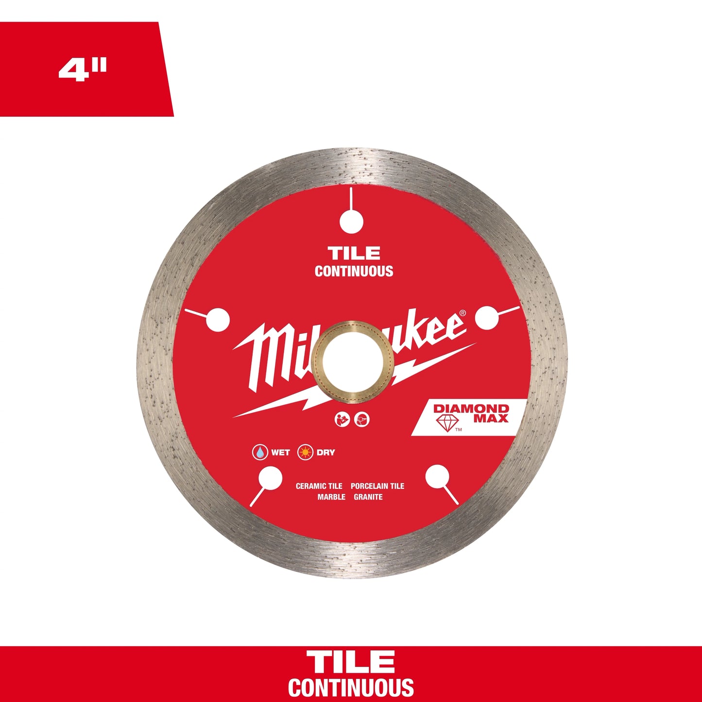 Milwaukee Tool 49-93-9202 4" DIAMOND MAX™ Continuous, Tile Diamond Blade, 1 EA