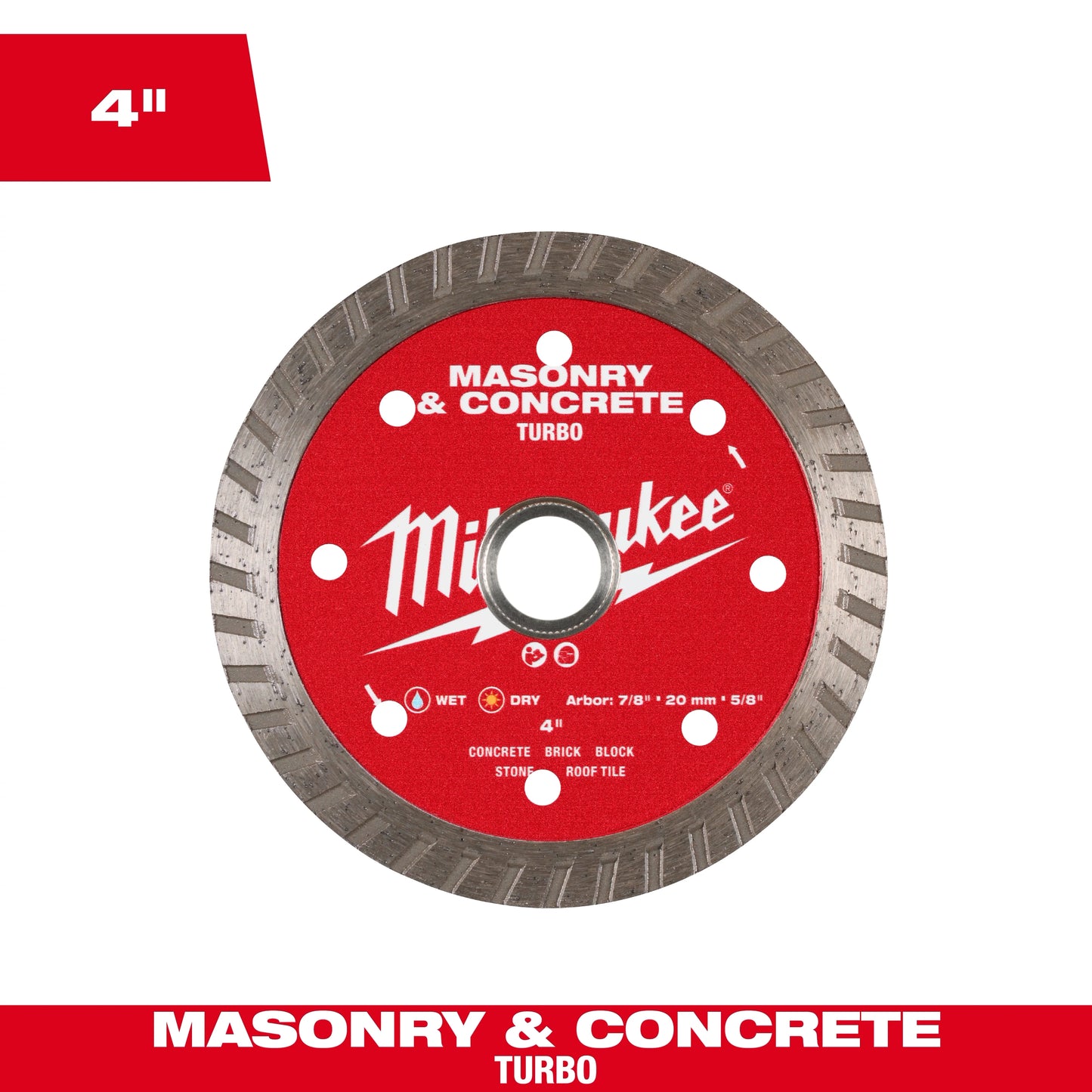 Milwaukee Tool 49-93-9402 4" Turbo Masonry & Concrete Diamond Blade, 1 EA