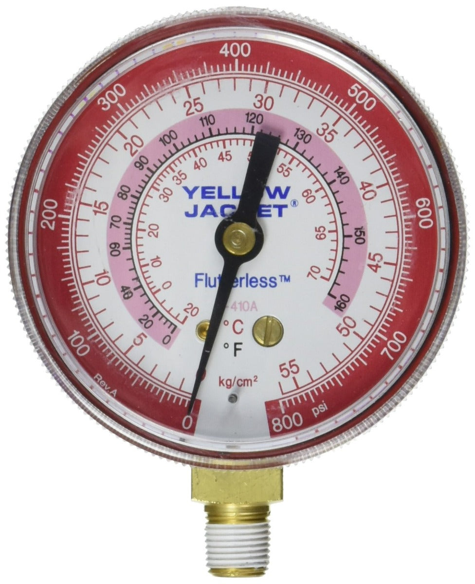 Yellow Jacket 49035 2 1/2" gauge, red pressure, 0-800 kg/cm2/psi, R-410A/32 (°F and °C)Â