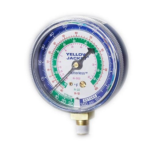 Yellow Jacket 49064 2-1/2" Blue Compound Gauge – Bar/PSI, R134a/R404A/R407C, °C