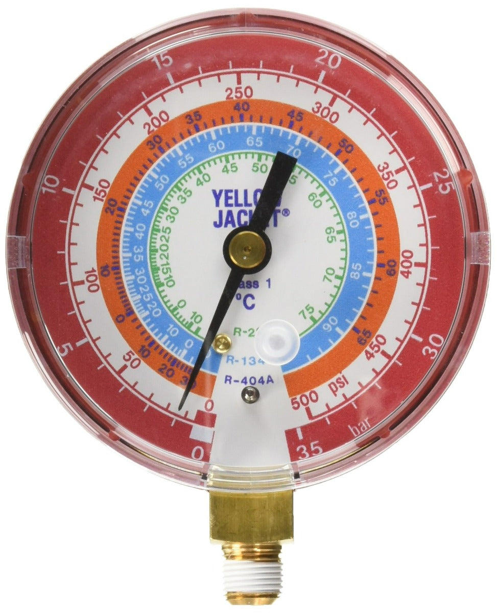 Yellow Jacket 49169 3-1/8", red pressure, bar/psi, R22/134a/404A gauge (°C)