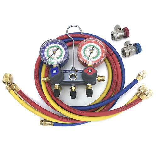 Yellow Jacket 49847 With 72" PLUS II Acme fittings RYB, R/B gauges, psi, R12/22/134a, °F