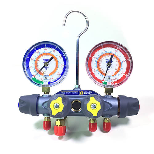 Yellow Jacket 49936 Manifold only, R/B gauges, bar/MPa, R134a/404A/407C °C
