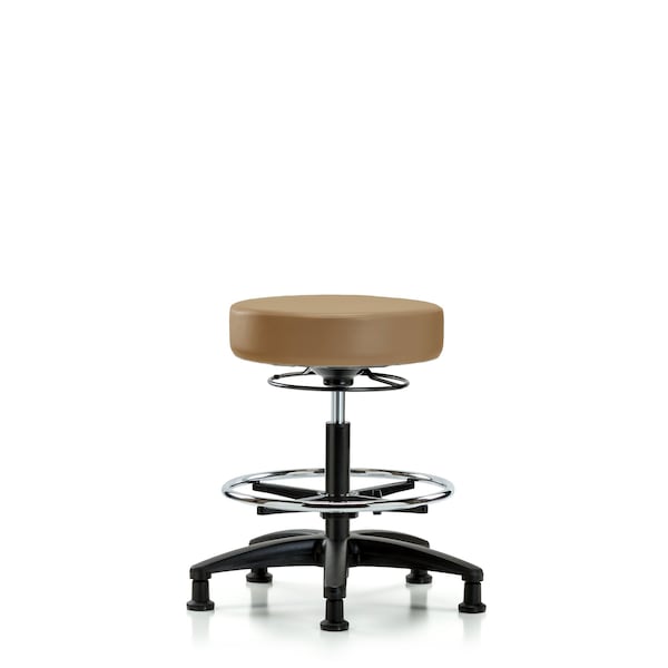 Blue Ridge Ergonomics VDHSO-RG-RG-8584 Rutledge Vinyl Stool without Back - Desk Height with Stationary Glides in Taupe Trailblazer™ Vinyl