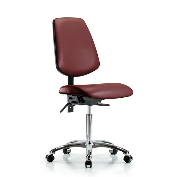 Blue Ridge Ergonomics VMBCH-MB-CR-T1-A0-NF-CC-8815 Rutledge Vinyl Chair Chrome - Medium Bench Height with Medium Back, Seat Tilt, & Casters in Borscht Supernova™ Vinyl