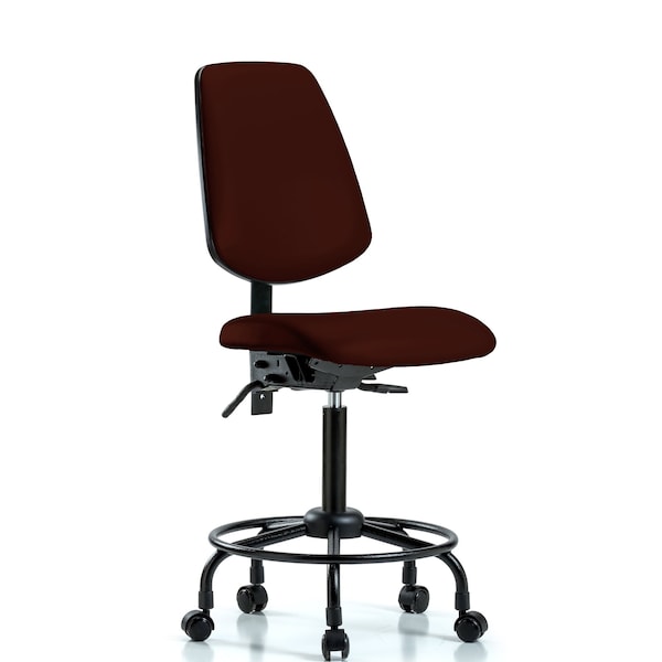 Blue Ridge Ergonomics VMBCH-RT-T0-A0-RG-8569 Rutledge Vinyl Chair - Medium Bench Height with Round Tube Base & Stationary Glides in Burgundy Trailblazer™ Vinyl