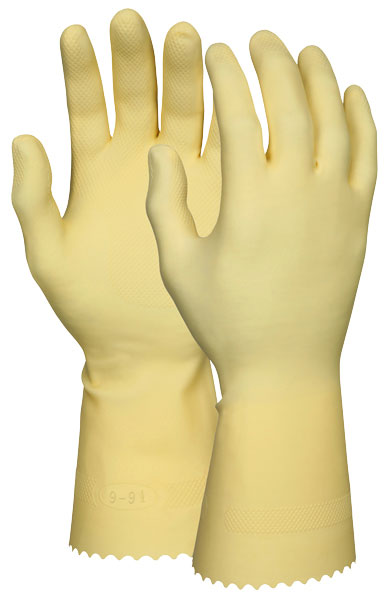 MCR Safety 5099E Long Amber Latex Canners Gloves 16 mil Thickness 12 Inches Long Unlined Industry Standard Grade (1 DZ)