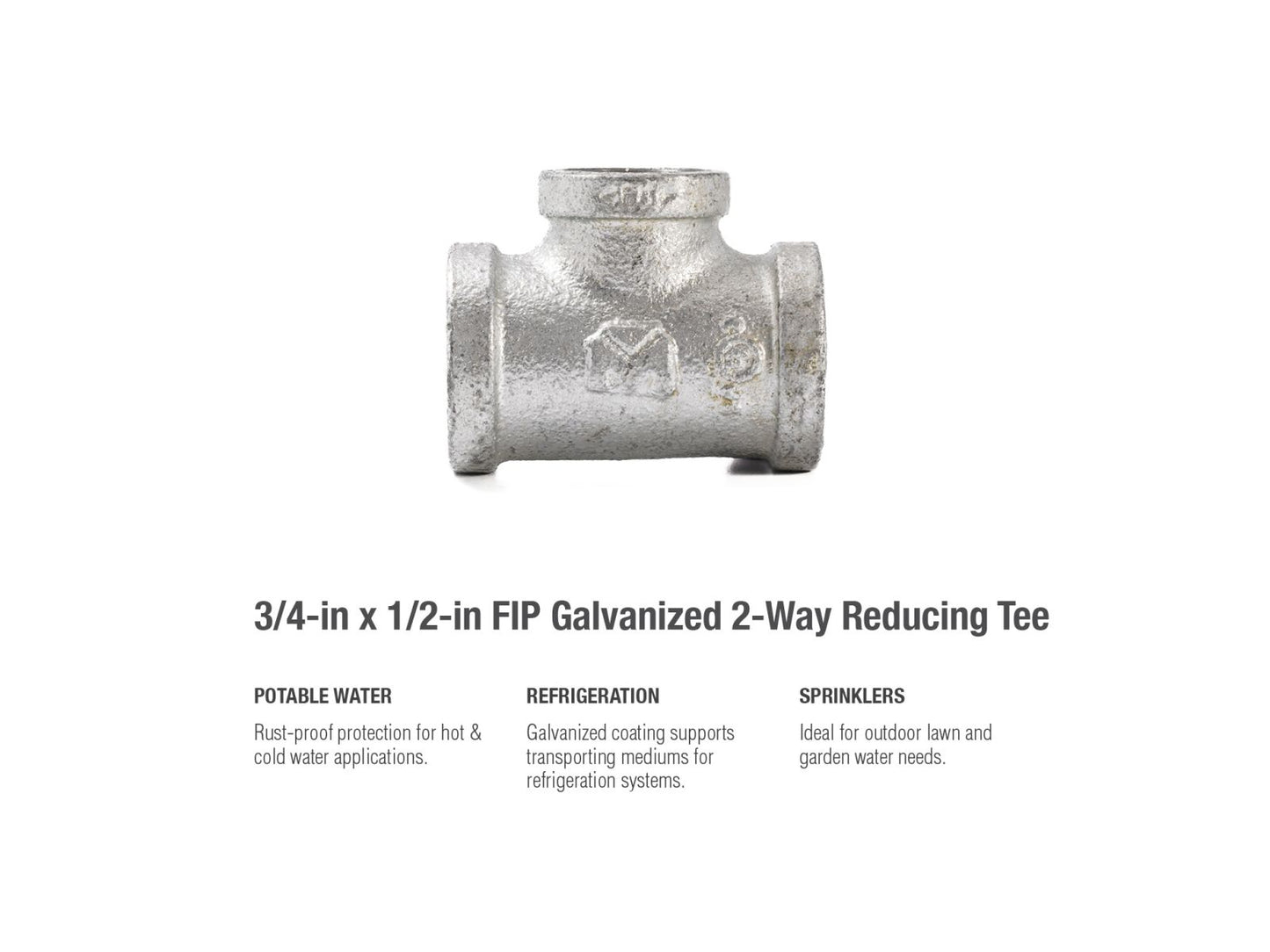 B&K Products 510-743 3/4" X 1/2" Reducing Tee
