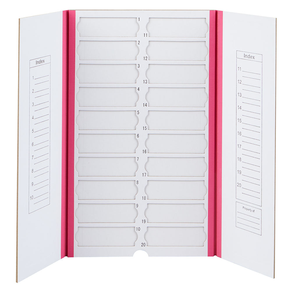 Globe Scientific 513025P Slide File Folder 20-Place Cardboard pink 10/Unit