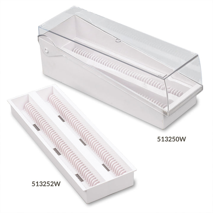 Globe Scientific 513252Y Slide Draining Tray 100-Place for up to 200 Slides ABS Yellow 12/Unit