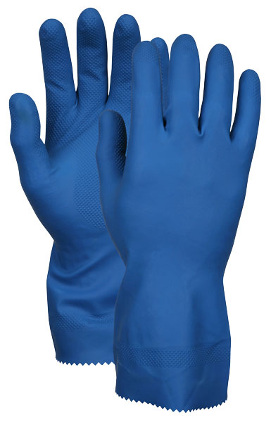 MCR Safety 5199B Long Light Blue Latex Canners Gloves 18 mil Thickness 12 Inches Length Unlined Industry Standard Grade (1 DZ)