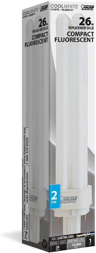 Feit Electric PLD26/41 26W Cool White (4100K) PLD G24d-3 Base Double Twin Tube CFL Bulb