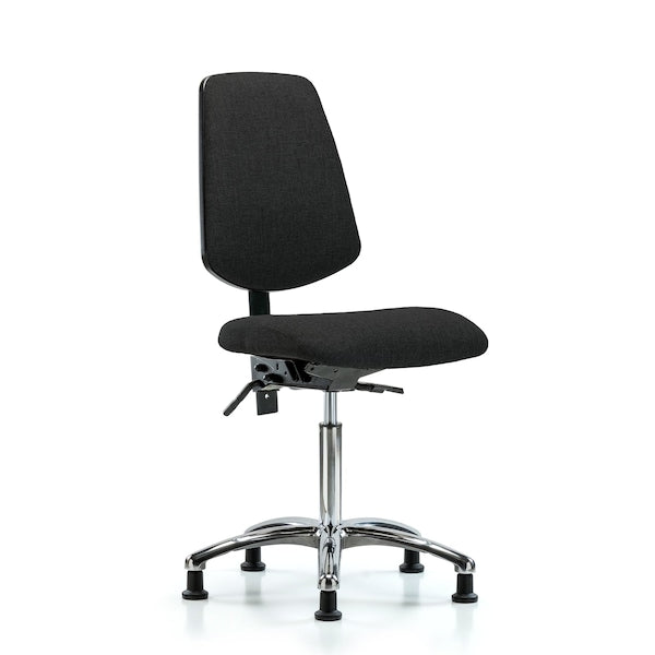 Blue Ridge Ergonomics FMBCH-MB-CR-T0-A0-NF-RG-F42 Rutledge Fabric Chair Chrome - Medium Bench Height with Medium Back & Stationary Glides in Black Fabric