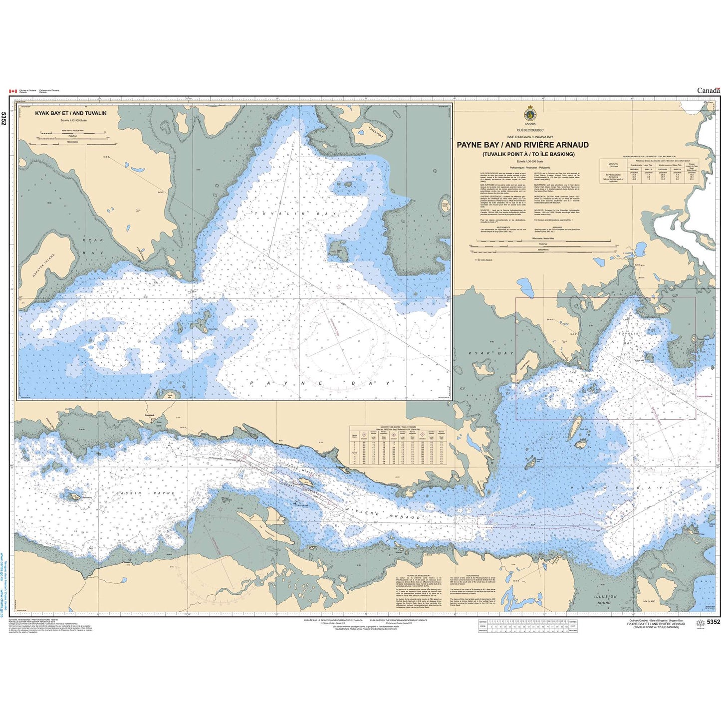 Paradise Clay CAN5352 CHS Chart Payne Bay and River (Tuvalik Point to Basking Island)