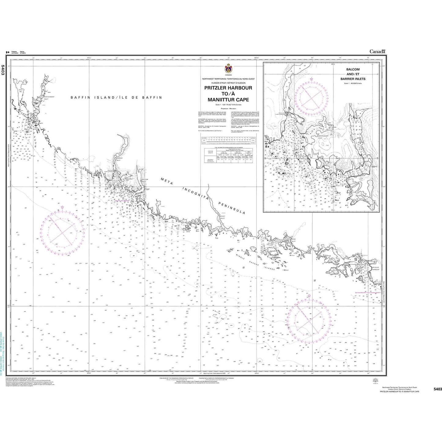 Paradise Clay CAN5403 CHS Chart Pritzler Harbour to/ Maniittur Cape