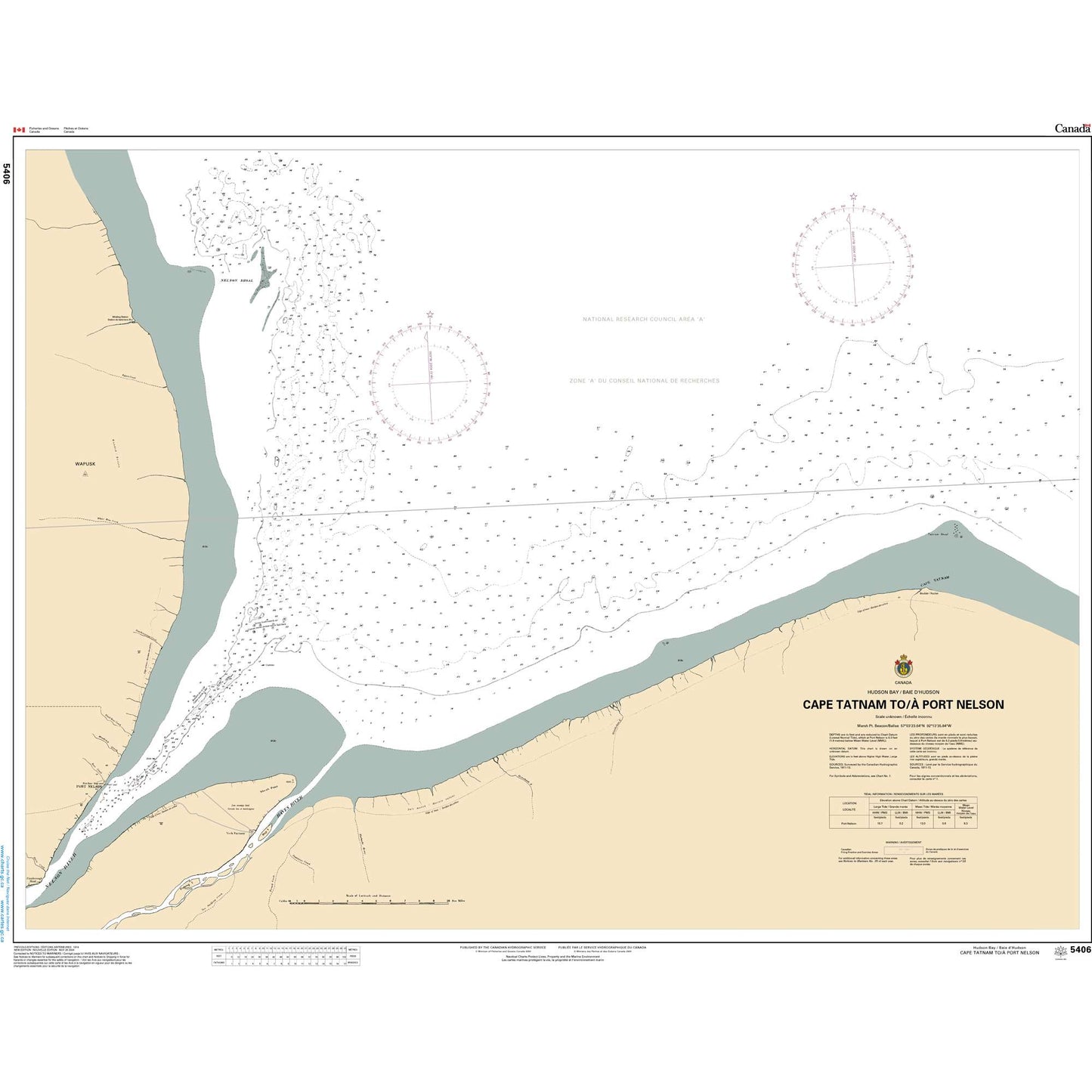Paradise Clay CAN5406 CHS Chart Cape Tatnam to/ Port Nelson