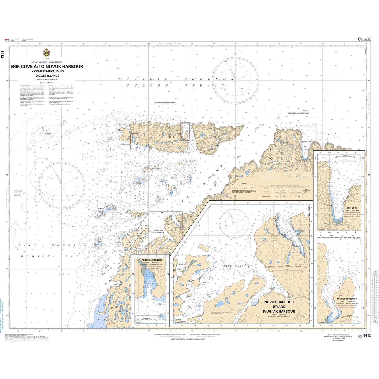 Paradise Clay CAN5412 CHS Erik Cove to/ Nuvuk Harbour including/y compris Digges Islands
