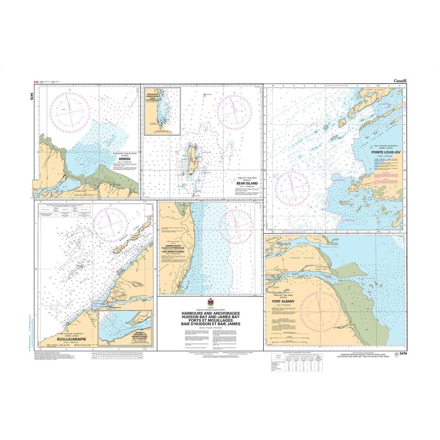 Paradise Clay CAN5476 CHS Chart Harbours and Anchorages Hudson Bay and James Bay/Ports et Mouillages Baie d'Hudson et Baie James...