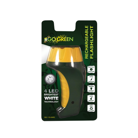 GoGreen Power GG-113-04RC 4 LED Rechargeable Flashlight, Green/Yellow