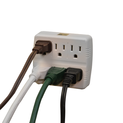 GoGreen Power GG-16000TW Plastic 6 Outlet Wall Tap. White Color, U/L