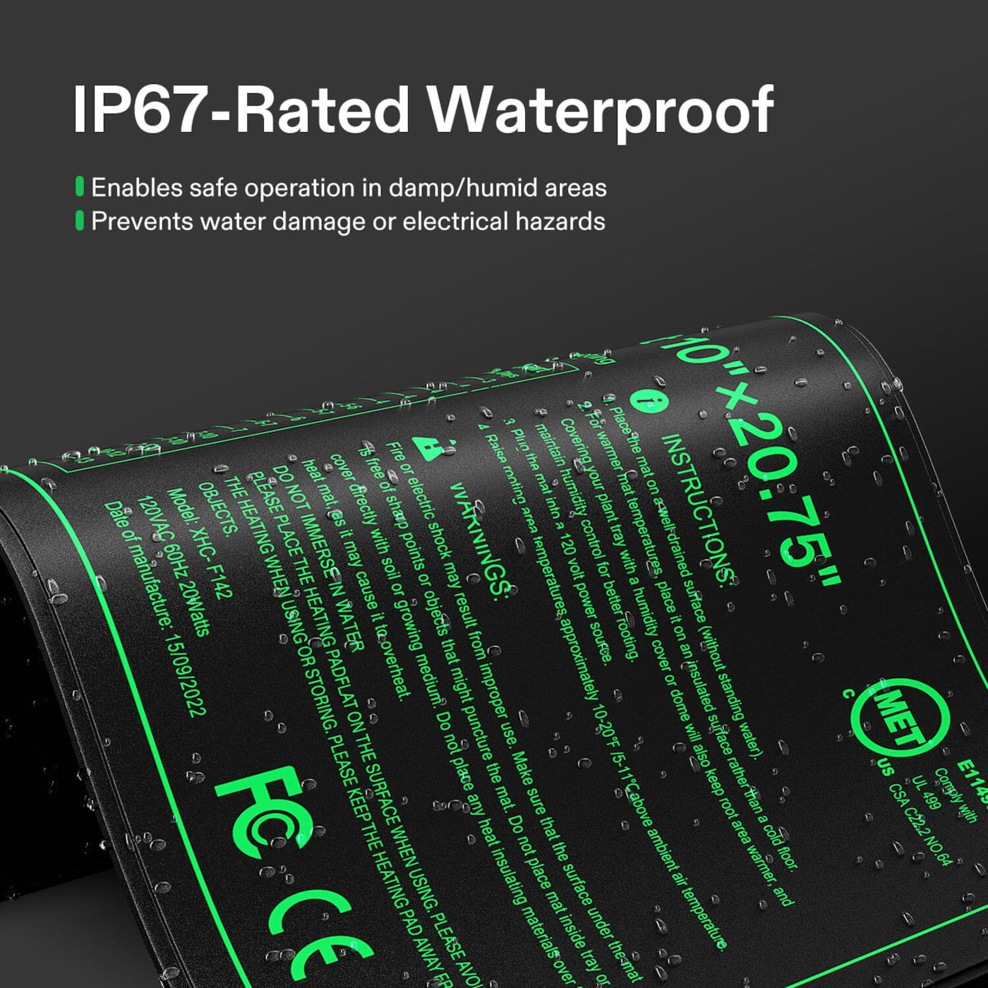 Vivosun Seedling Heat Mat with Dual Digital Display Thermostat, 10" x 20.75" Black Warm Hydroponic Heating Pad for Seed Germination