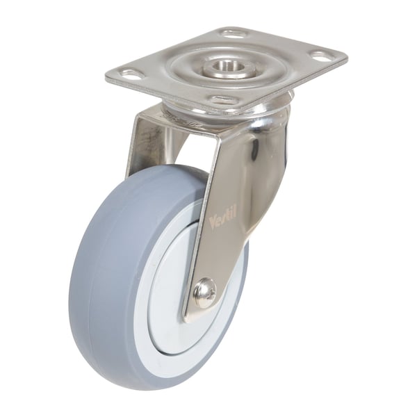 Vestil CST-E-SS-4X1TPR-S Thermoplastic Rubber Swivel Caster 4 In. Diameter x 1 In. Width 450 Lb. Capacity Gray