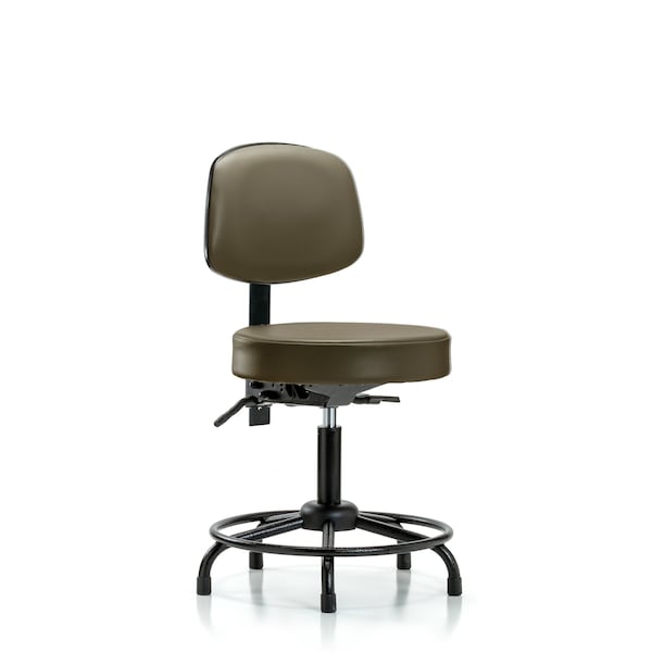 Blue Ridge Ergonomics VDHST-RG-T0-RC-8823 Rutledge Vinyl Stool with Back - Desk Height with Casters in Carbon Supernova™ Vinyl