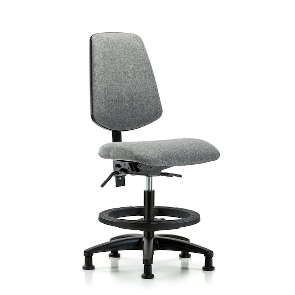 Blue Ridge Ergonomics FMBCH-MB-RG-T1-A0-BF-RG-F44 Rutledge Fabric Chair - Medium Bench Height with Medium Back, Seat Tilt, Black Foot Ring, & Stationary Glides in Gray Fabric