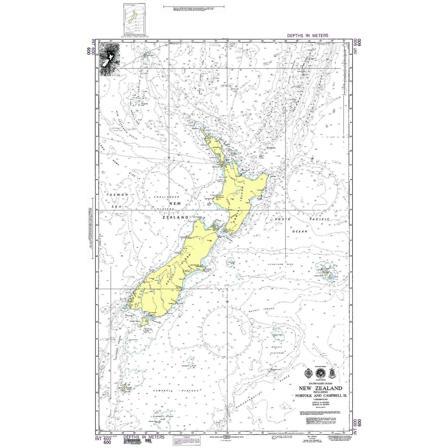 Paradise Clay NGA_600 NGA Chart South Pacific Ocean, New Zealand Including Norfolk and Campbell Isl.
