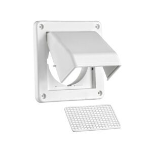 Lambro 674W-C16 4 Inch White Plastic Fresh Air Intake Vent – Removable Screen – (No Damper) – 3 Inch Pipe